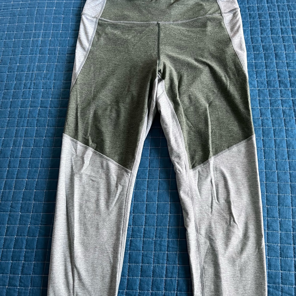 Outdoor Voices Two-Tone Green and Gray Leggings